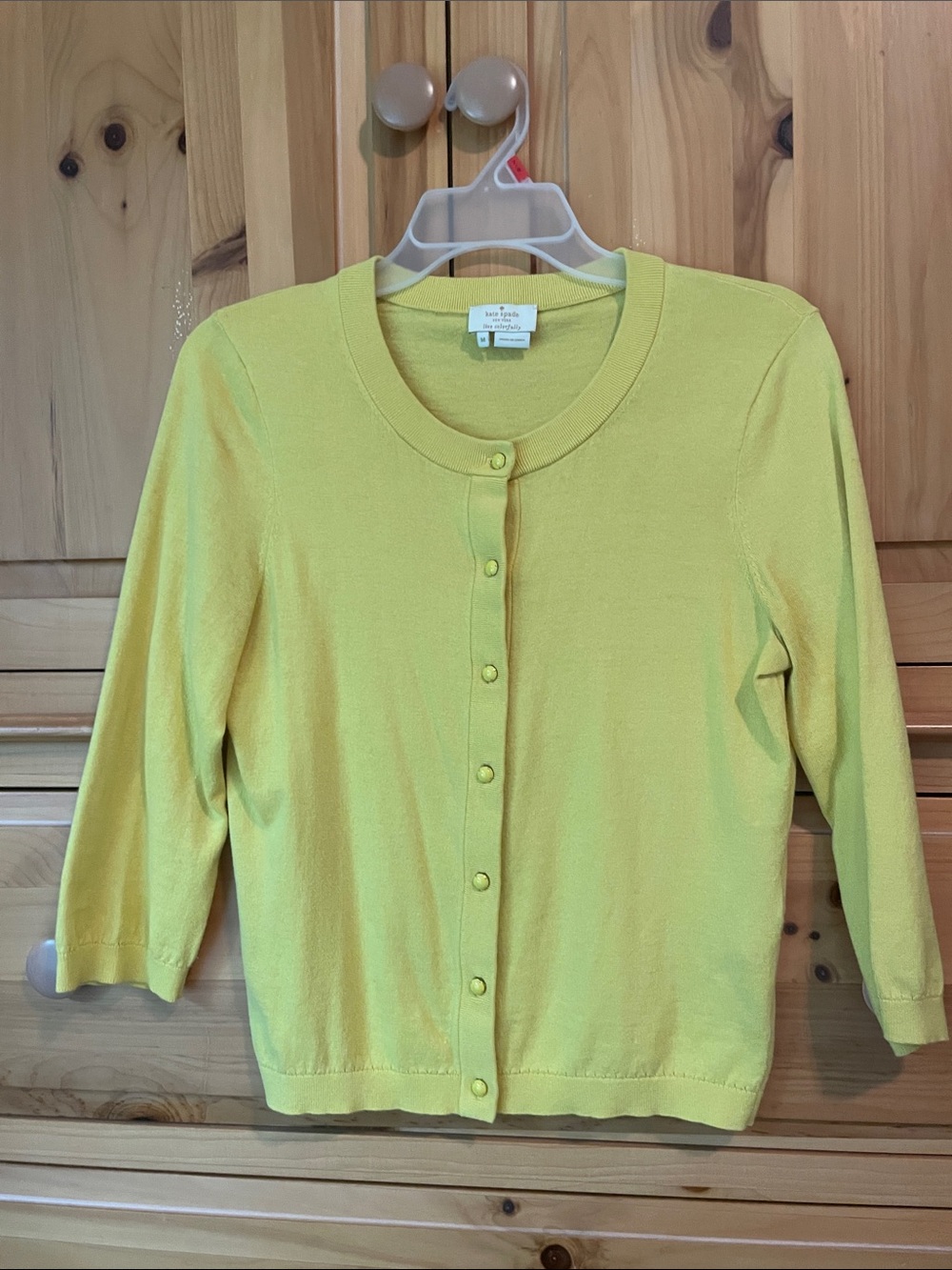 kate spade Bright Lemon Yellow Crewneck Button-Front Cardigan